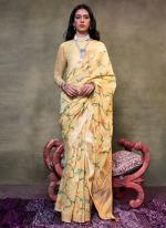 Cotton Yellow Wedding Wear Hand Woven Saree